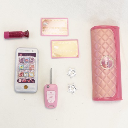 Conjunto de accesorios con bolso y móvil