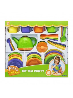 Juego de té multicolor de 34 piezas