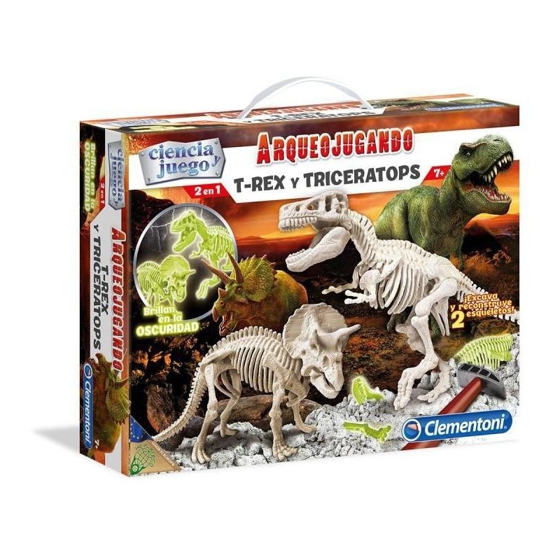 Arqueojugando T-Rex y Triceratops Flúor