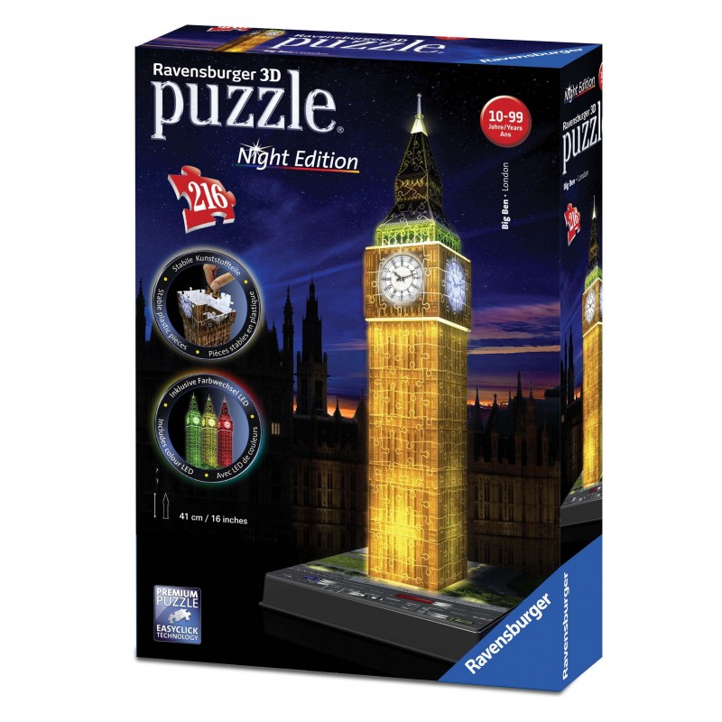 Puzzle 3D Buildings Big Ben con luz